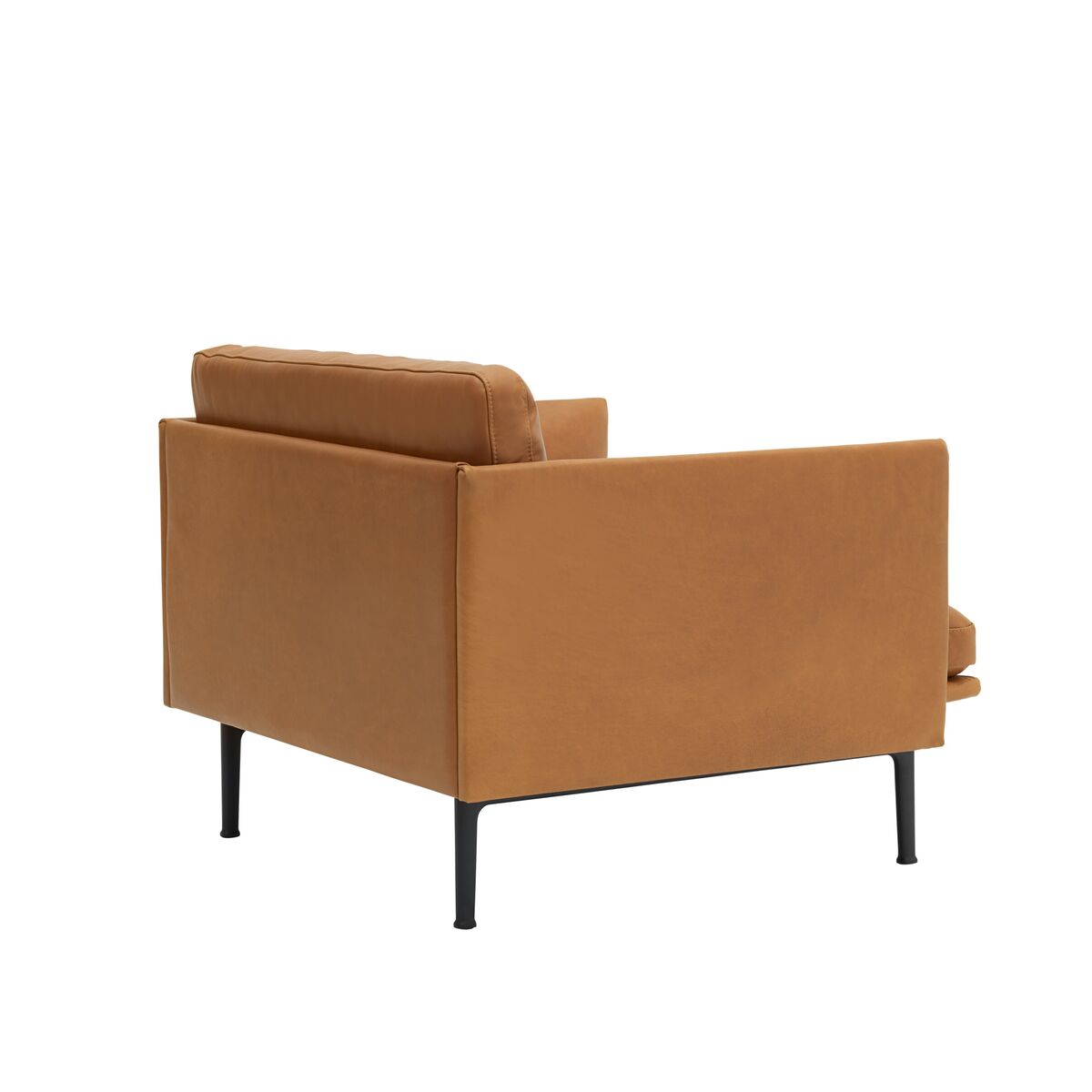 Outline Fauteuil Leer Gestoffeerd Cognac/Zwart Lampenvoet