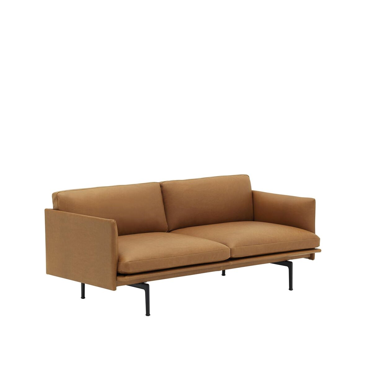 Outline 2-Sitzer-Sofa Leder/Cognac/Schwarz