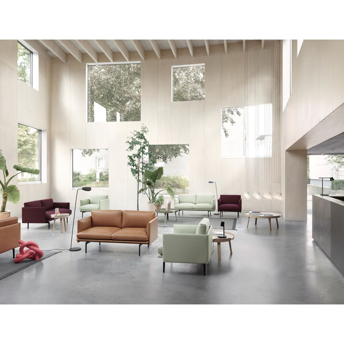 Outline 2-Sitzer-Sofa Leder/Cognac/Schwarz
