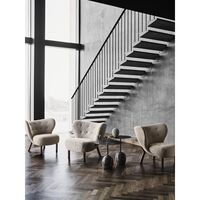 Little Petra VB1 Lounge Chair Sheepskin Moonlight/Oiled Oak Incl. ATD1 Pouf