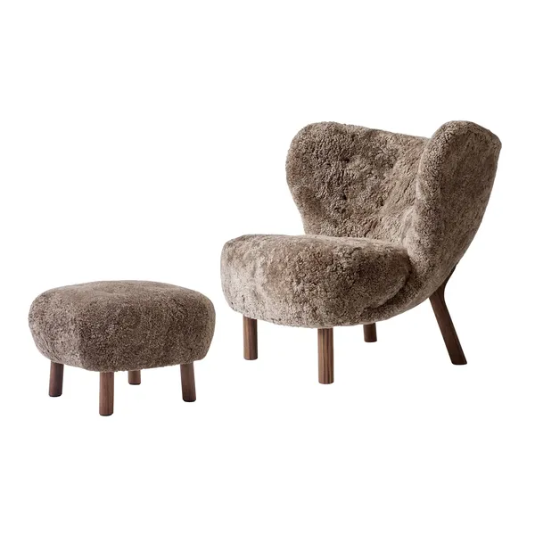 Little Petra VB1 Sessel Schaffell Sahara/Walnuss inkl. ATD1 Hocker