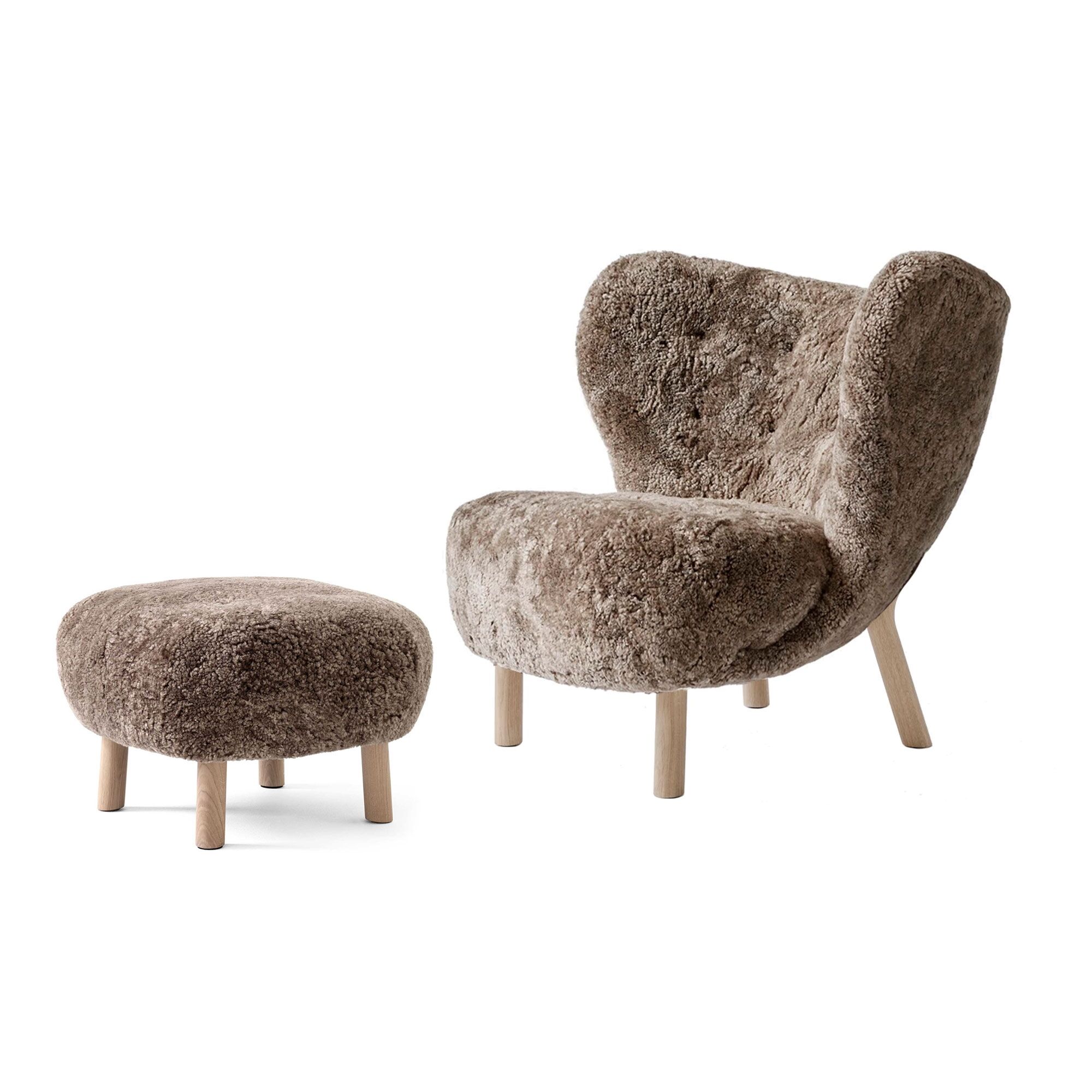 Little Petra VB1 Fauteuil Peau de Mouton Sahara/Chêne Huilé Incl. ATD1 Pouf