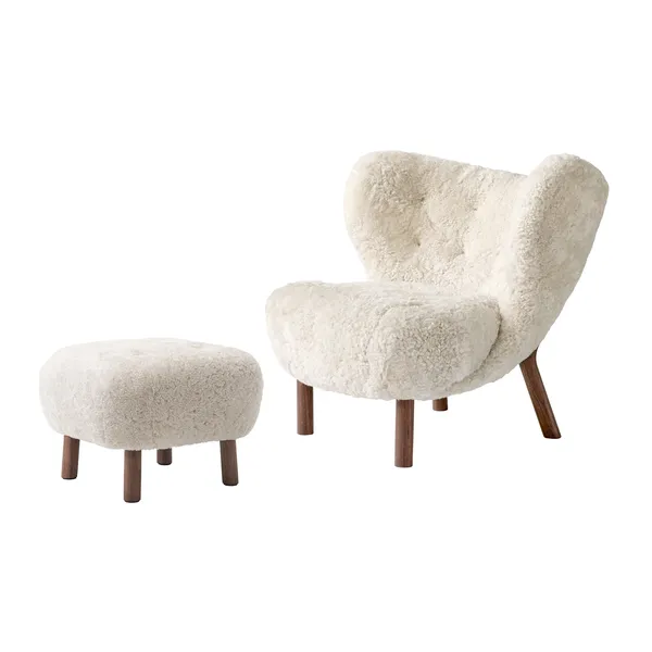 Little Petra ATD1 Pouf Sheepskin Moonlight/Walnut