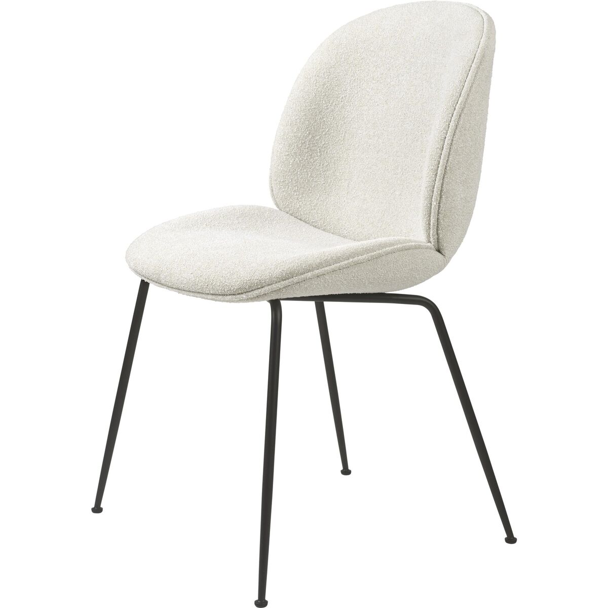 Beetle Dining Chair Upholstered Conic Base Matt Black/Light Bouclé 001