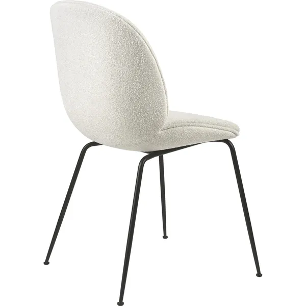 Beetle Spisestol Trukket Konisk Base Matt Sort/ Lys Bouclé 001