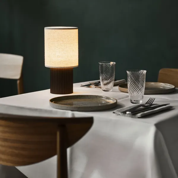 Manhattan SC52 Table Lamp Transportable Brunette Brass & Canvas Shade
