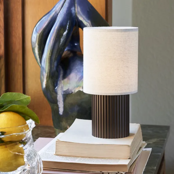 Manhattan SC52 Table Lamp Transportable Brunette Brass & Canvas Shade