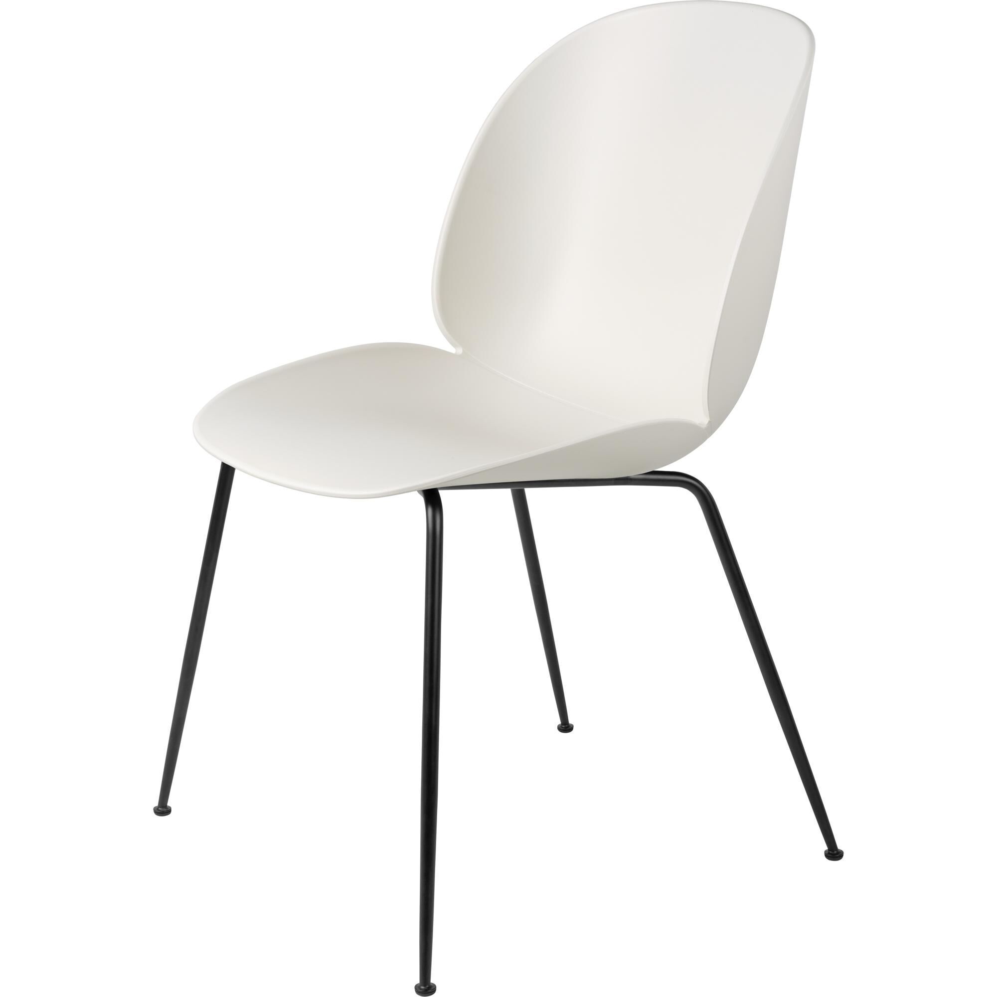 Beetle Chaise de Table à Manger Conique Base Noir Mat/Blanc Albâtre