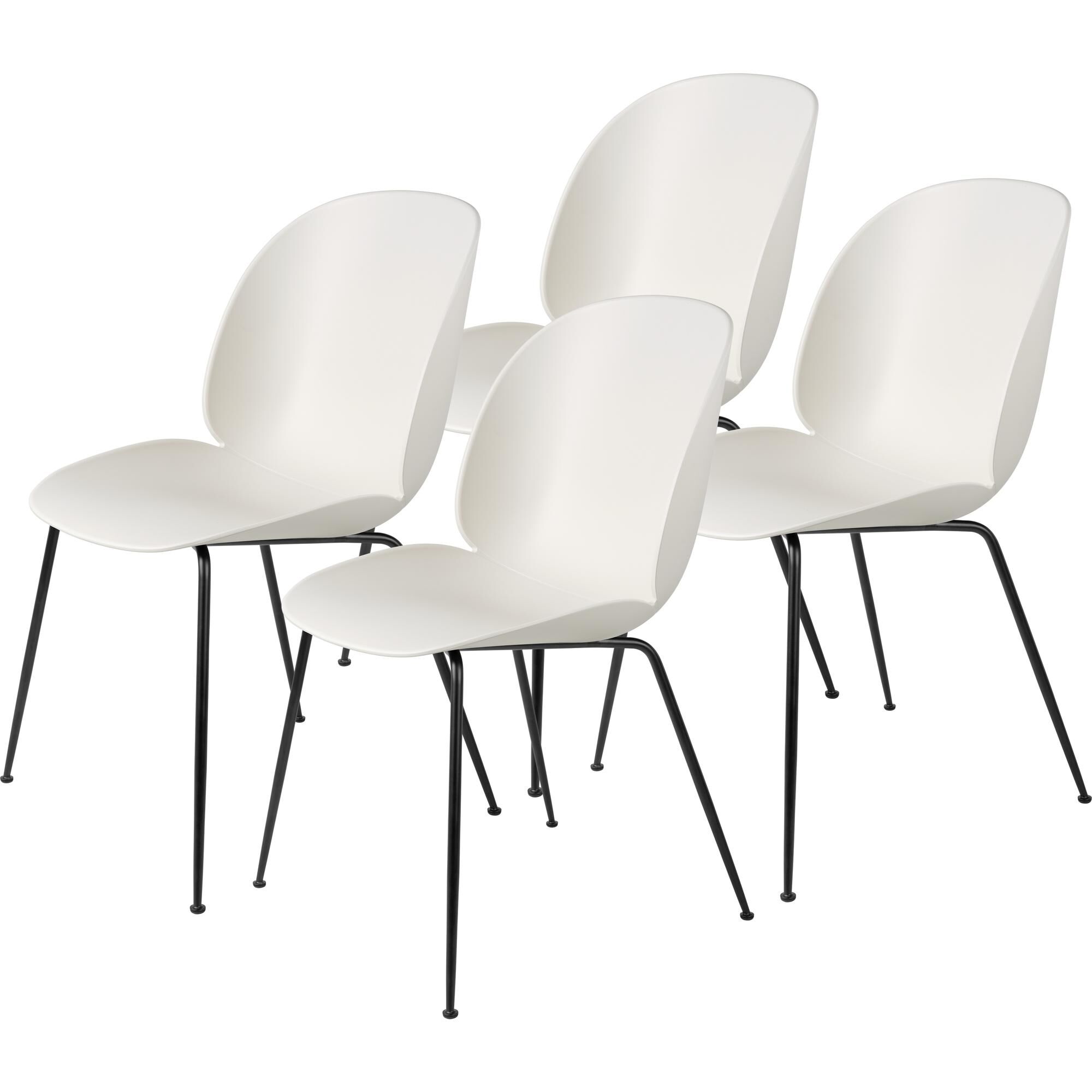 Beetle Spisestol Konisk Base/ Matt Sort/ Hvit 4 Stk.