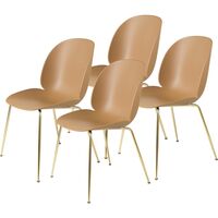 Beetle Dining Chair Conic Base/ Brass Semi Matt/ Amber Brown 4 Pcs.