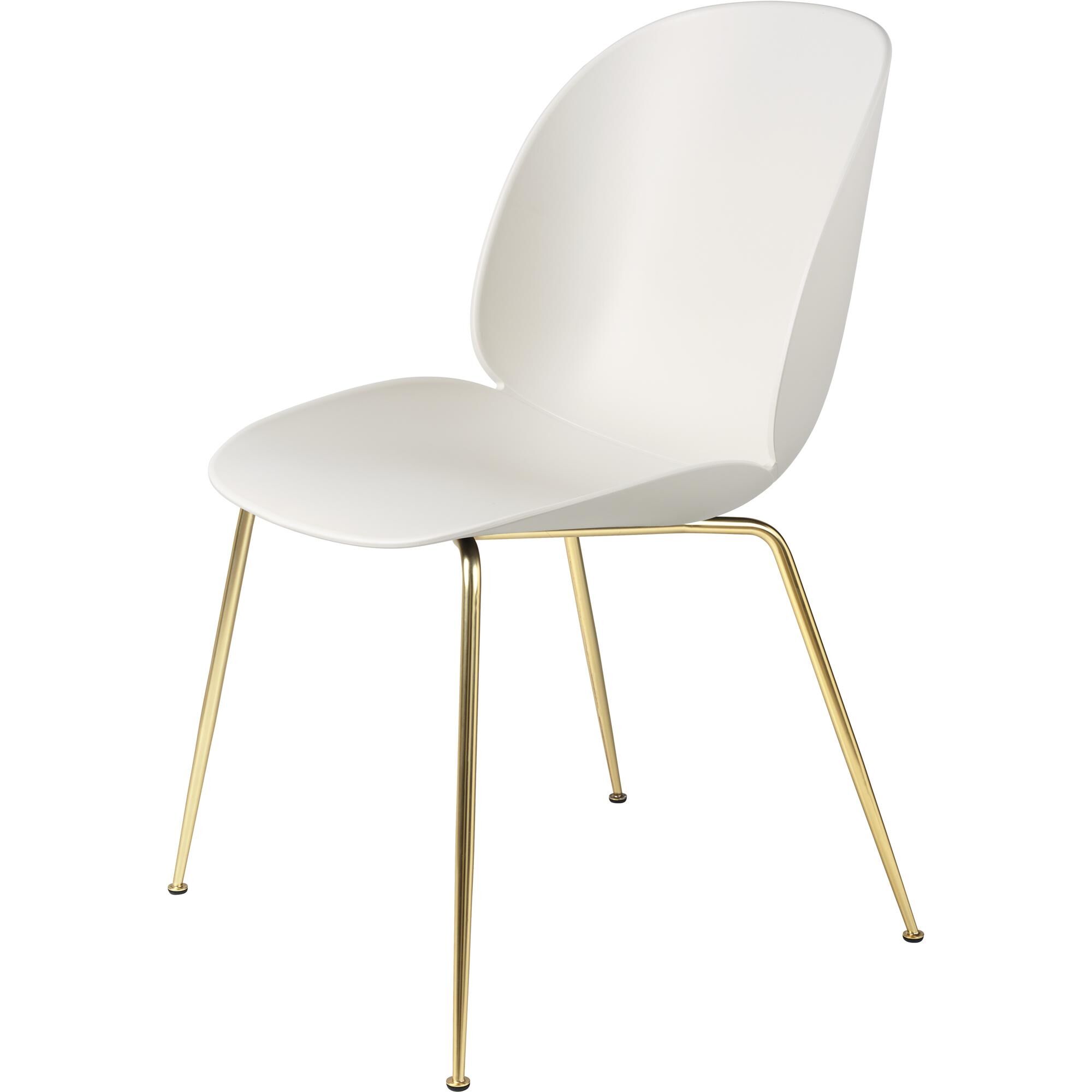 Beetle Chaise de Table à Manger Base Conique Laiton Semi Mat/ Blanc Albâtre