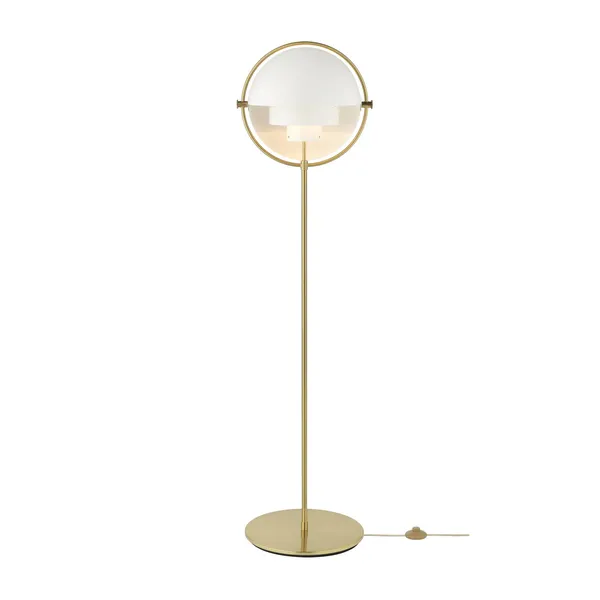 Lampadaire Multi-Lite en Laiton & Blanc