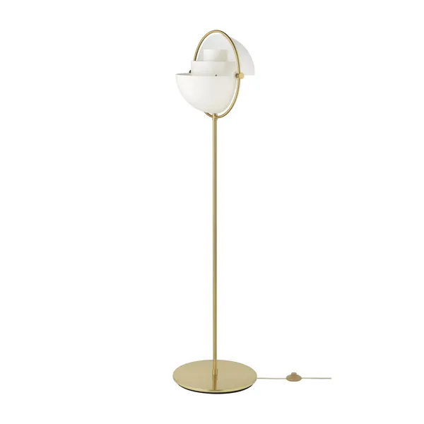 Lampadaire Multi-Lite en Laiton & Blanc