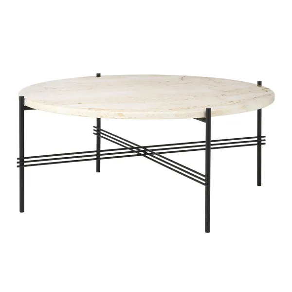 TS Coffee Table Round Ø80 Black/ White Travertine