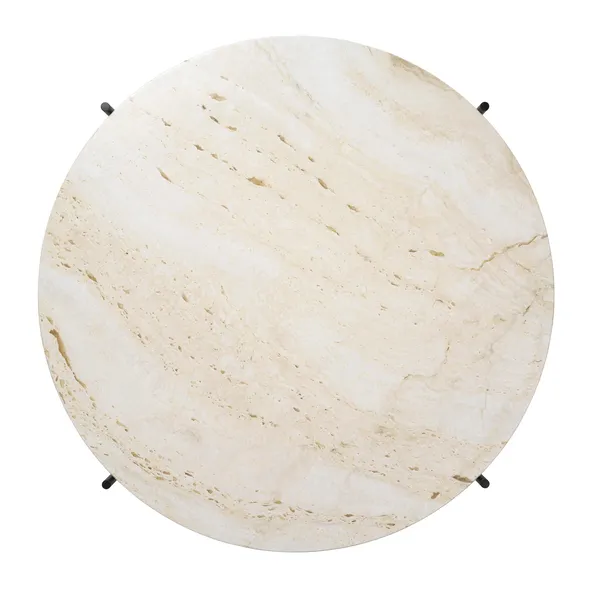 TS Coffee Table Round Ø80 Black/ White Travertine