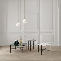 TS Side Table Round Ø40 Black/ White Travertine