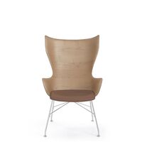 K/Wood Armchair Chrome/ Light Ash Wood with Leather Seat