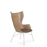 K/Wood Armchair Chrome/ Light Ash Wood with Leather Seat