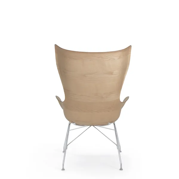K/Wood Armchair Chrome/ Light Ash Wood with Leather Seat
