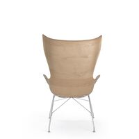 K/Wood Armchair Chrome/ Light Ash Wood with Leather Seat