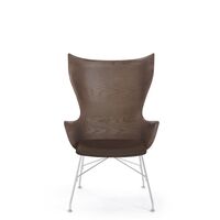 K/Wood Sessel Chrom/ Dunkle Esche mit Ledersitz