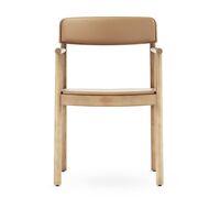 Timb Dining Chair w. Armrests Leather Upholstered Tan/Camel
