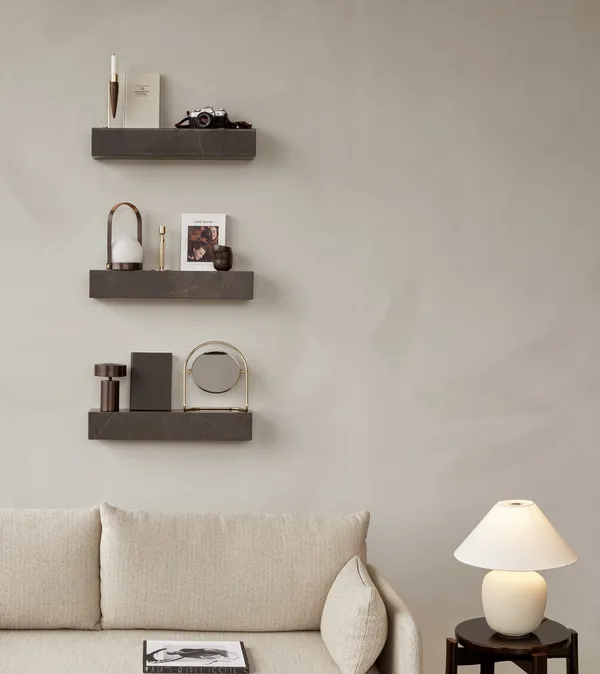 Plinth Shelf Brown/ Gray Kendzo Marble
