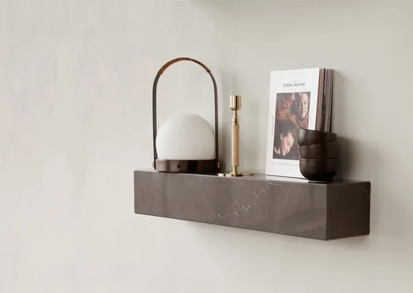 Plinth Shelf Brown/ Gray Kendzo Marble