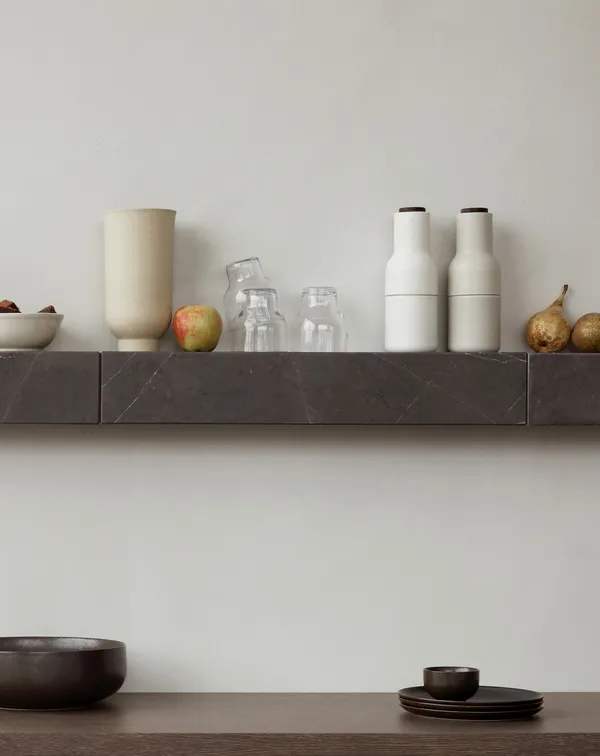 Plinth Shelf Brown/ Gray Kendzo Marble