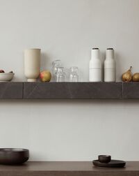 Plinth Shelf Brown/ Gray Kendzo Marble