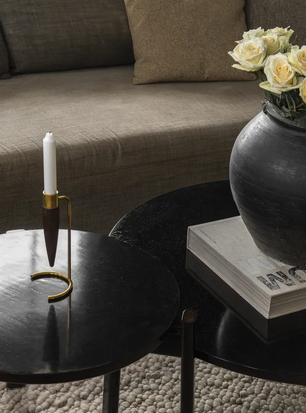 Passage Round Coffee Table Ø50 Dark Lacquered Oak
