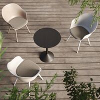Bat Dining Chair - Un-Upholstered, Plastic Base, Outdoor (New Beige Base, New Beige)