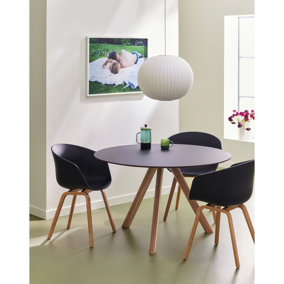 CPH20 Eettafel Ø120 Eiken/ Wit