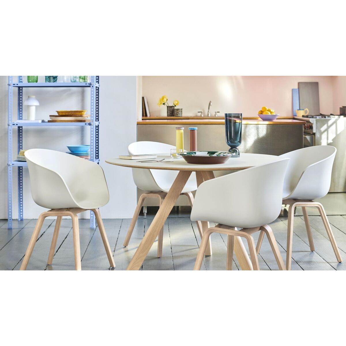 CPH20 Eettafel Ø120 Eiken/ Wit