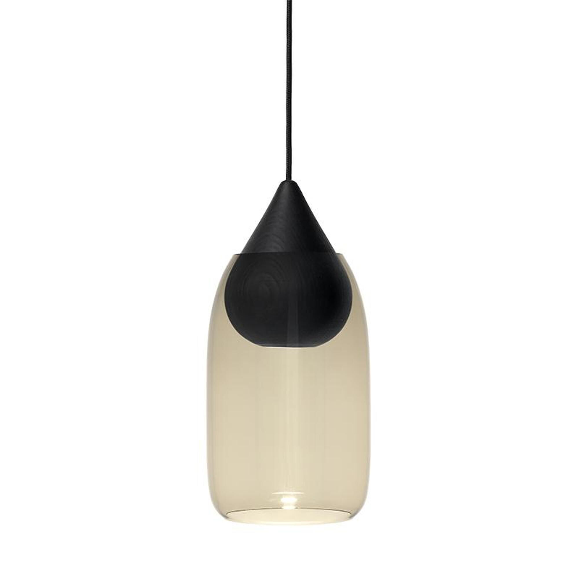 Liuku Taklampa Drop Svart Linden Wood/Smoked