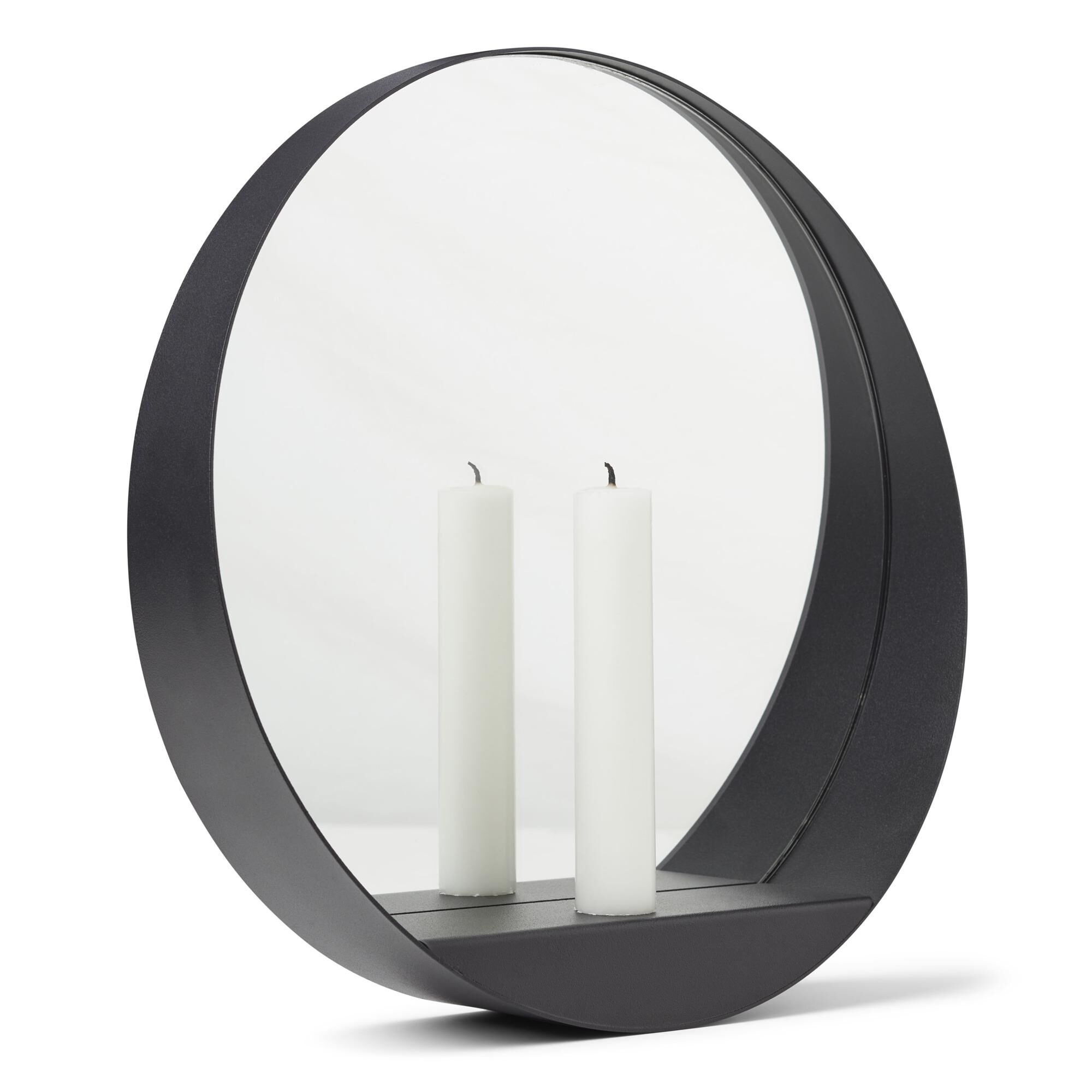 Glim Miroir/ Bougeoir Rond Noir
