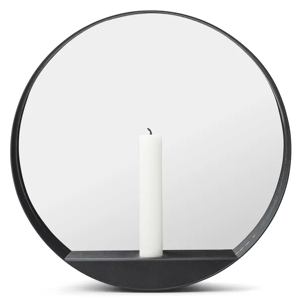 Glim Mirror/ Candlestick Round Black
