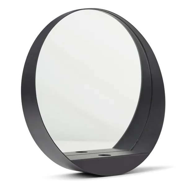 Glim Mirror/ Candlestick Round Black