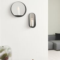 Glim Mirror/ Candlestick Round Black