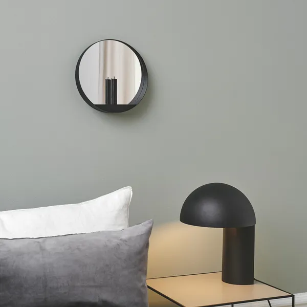 Glim Mirror/ Candlestick Round Black