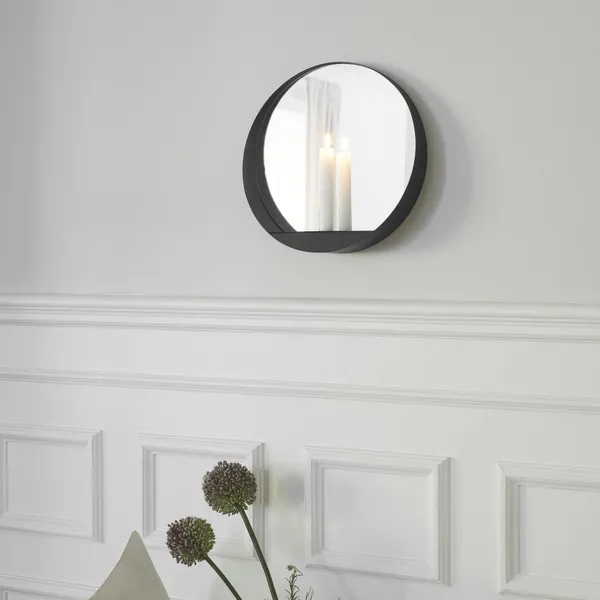 Glim Mirror/ Candlestick Round Black