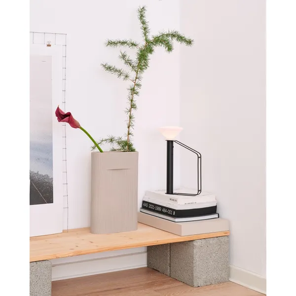 Ridge Vase Beige H35 cm