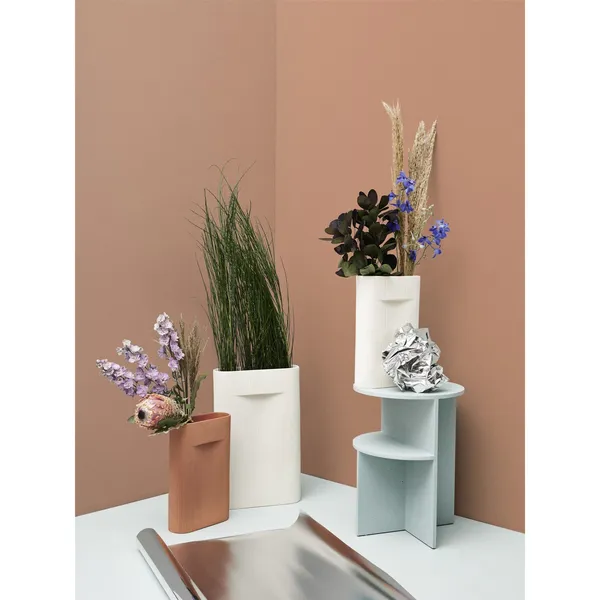 Ridge Vase Beige H35 cm