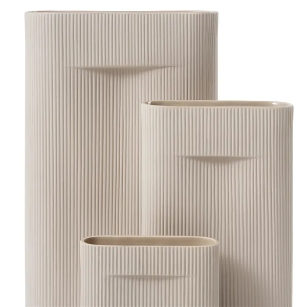 Ridge Vase Beige H35 cm