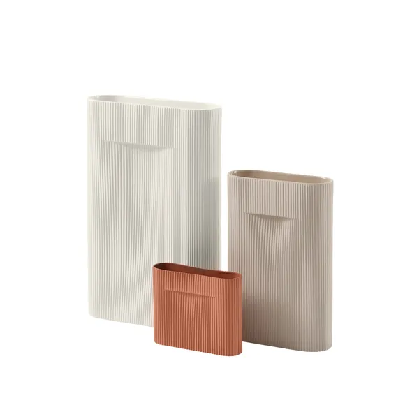 Ridge Vase Beige H35 cm