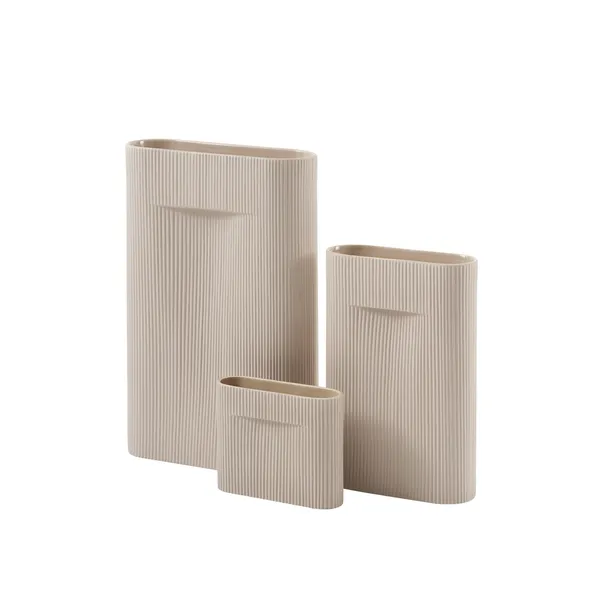 Ridge Vase Beige H48.5 cm