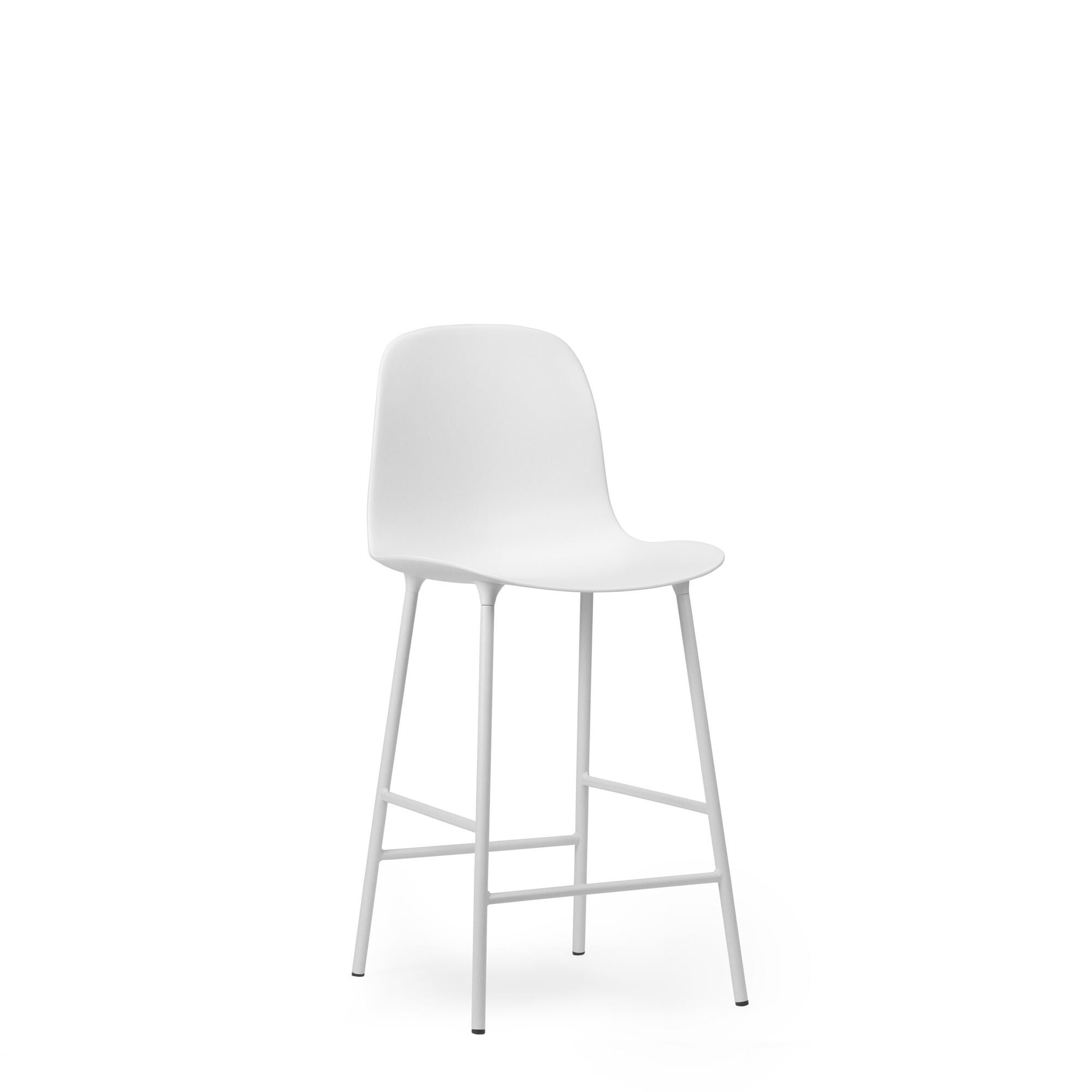 Form Barstol med Ryglæn H65 cm Hvid/Hvid Stål