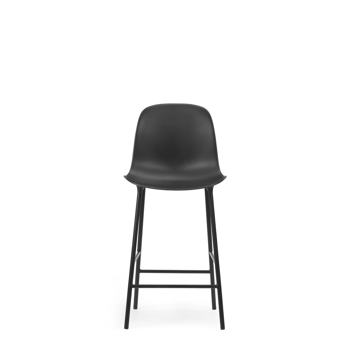 Form Barstol med Ryglæn H65 cm Sort/Sort Stål