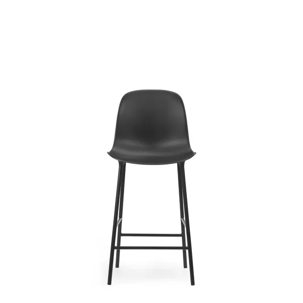 Form Bar Stool with Backrest H65 cm Black/ Black Steel