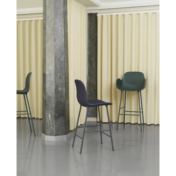 Form Bar Stool with Backrest H65 cm Black/ Black Steel